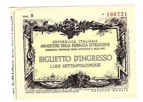 Italy biglietto ingresso - biglietto, d'ingresso