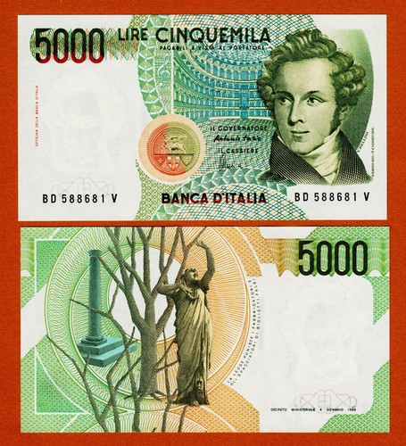Italy 5000 lire 1985 pick - lire,
