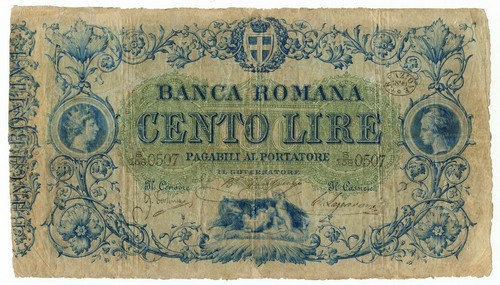 100 lire banca romana regno - lire,