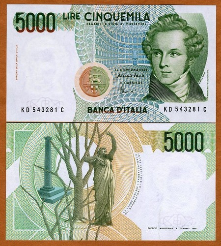 Italy 5000 lire - italy,, lire,